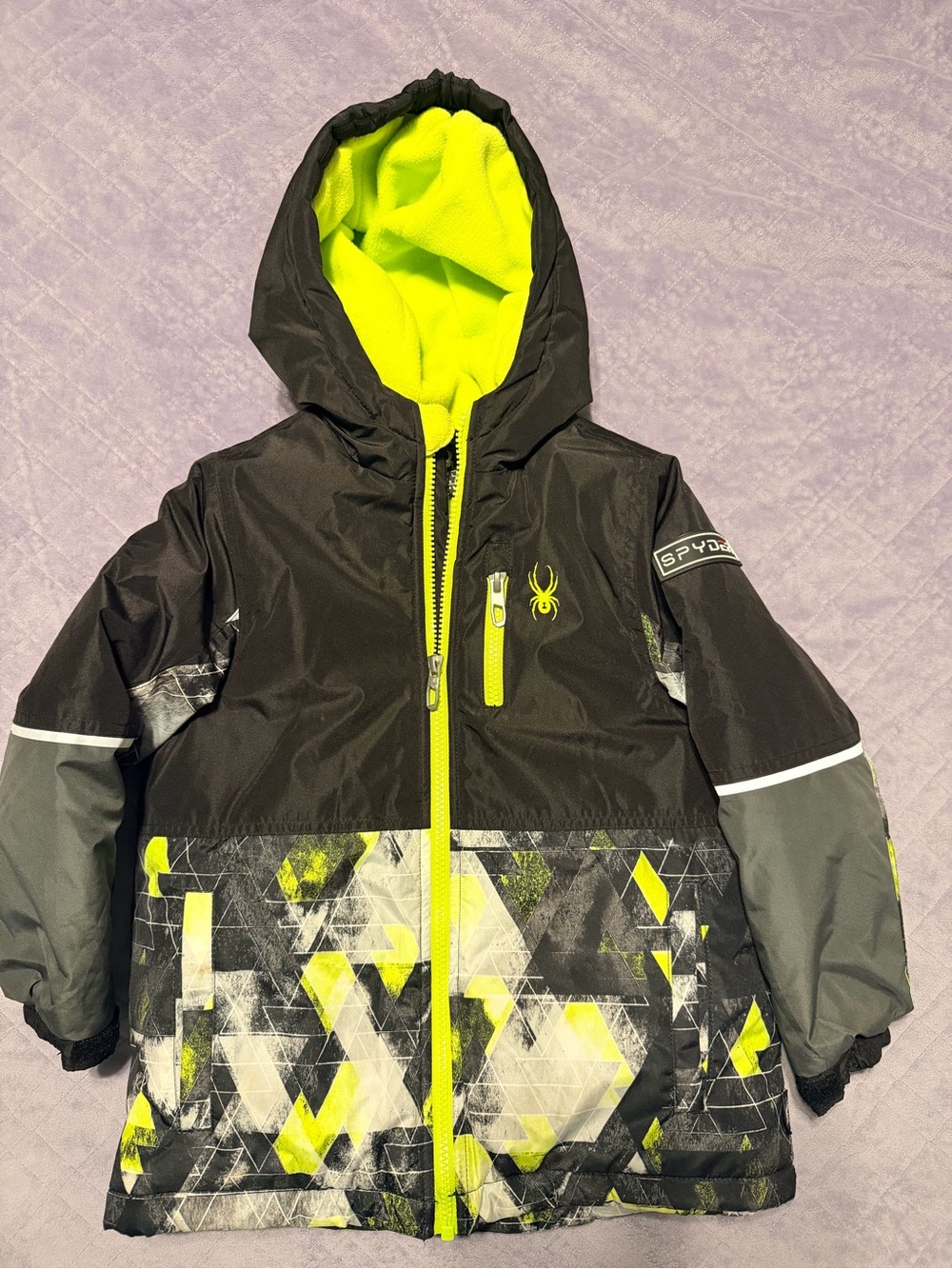 Spyder Kids Black Jacket with Neon Yellow Accents
